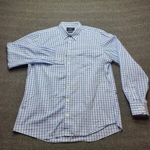 Charles Tyrwhitt Button Down Shirt Mens Large Blue Gingham Excellent Slim Fit